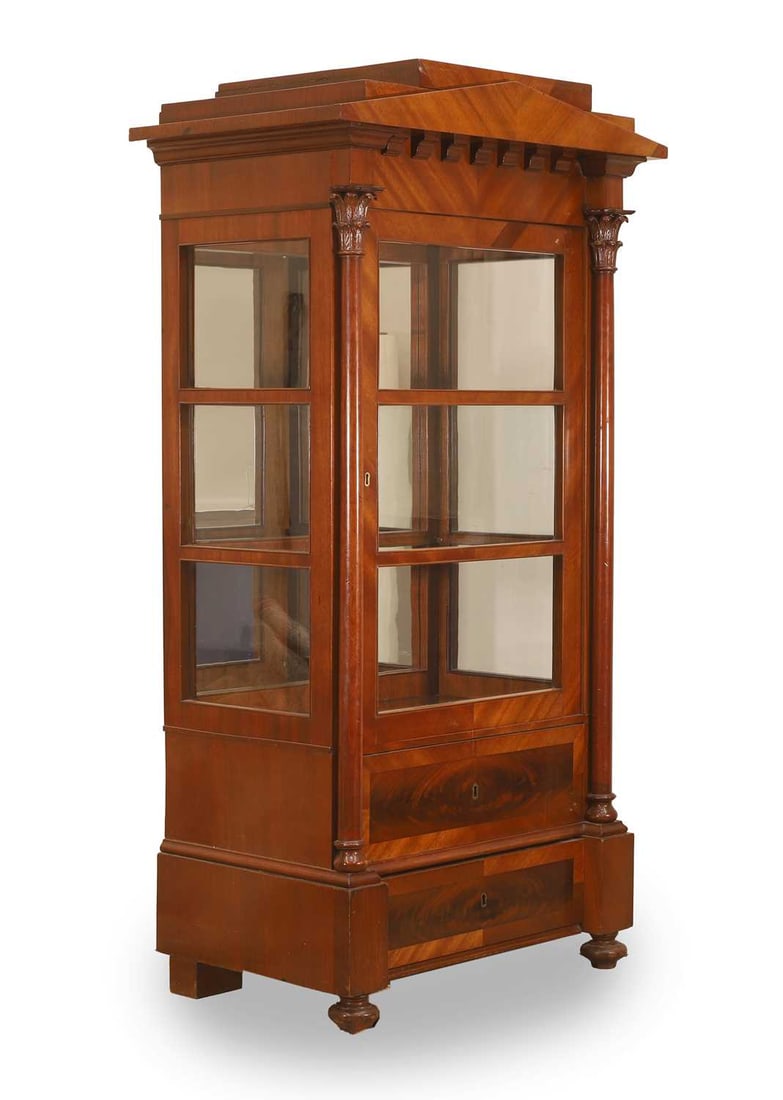 A Continental mahogany display cabinet, 19th century, - 2