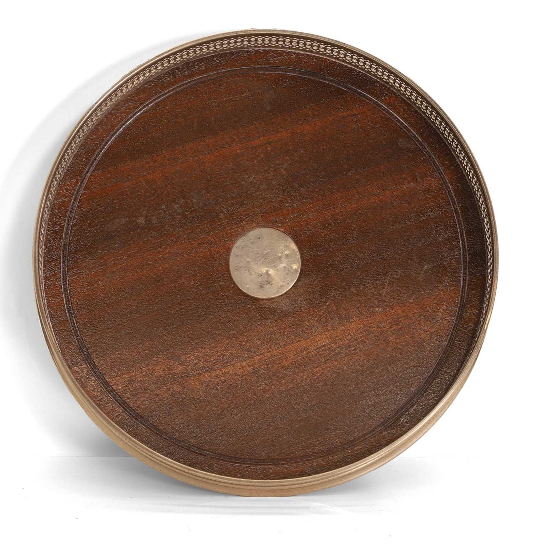 A large silver collared coaster, - 2