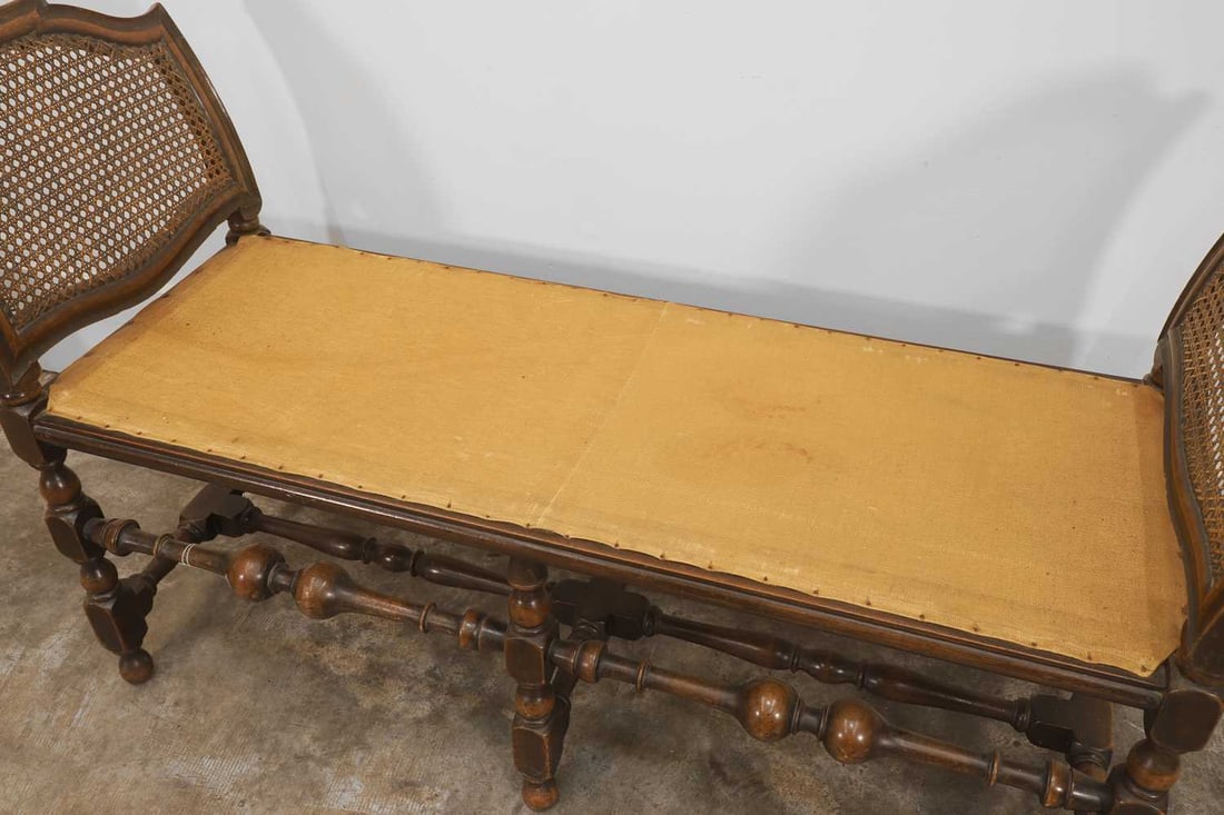 A 17th century style beech window seat, late 19th early 20th century, - 2