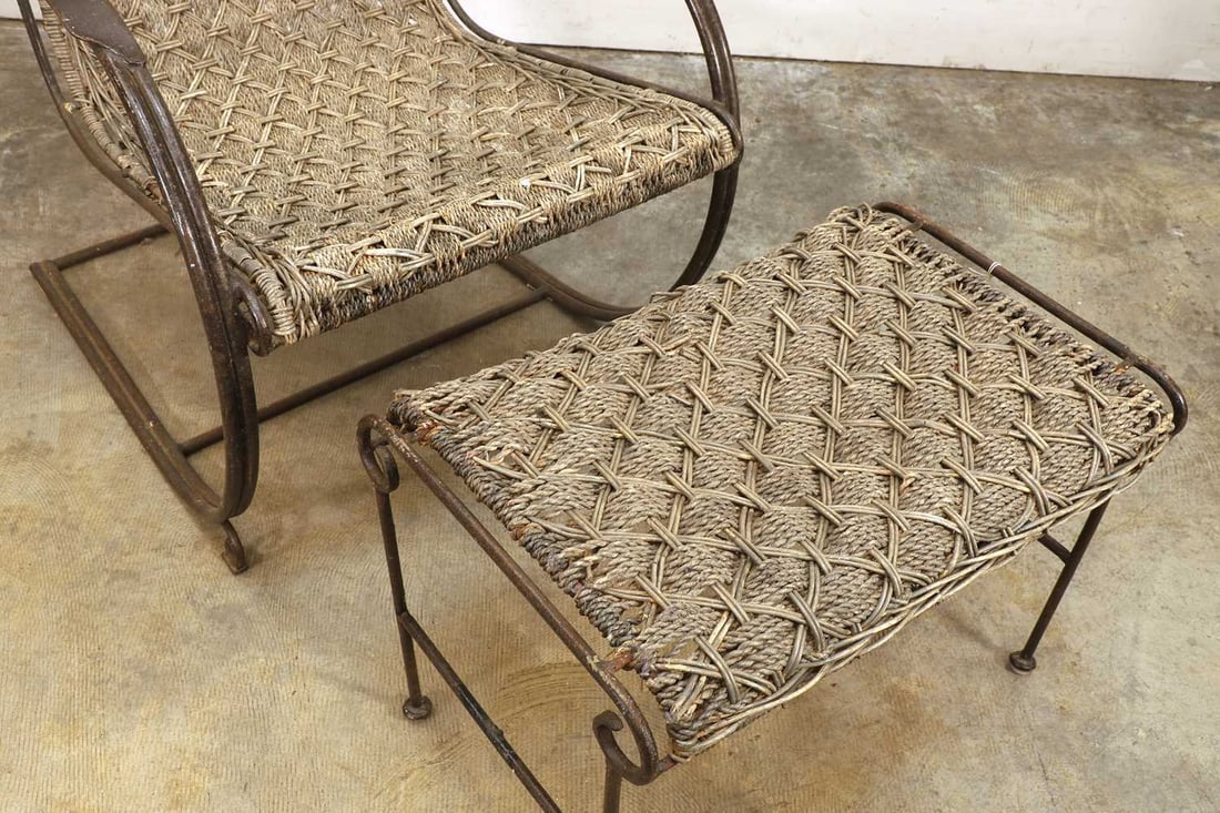 A Franco Albini style rocking chair and footstool, circa 1950, - 2