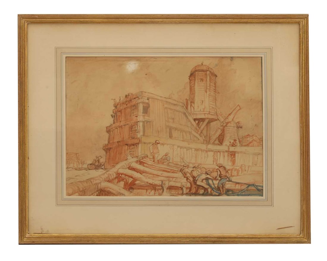 Attributed to Sir Frank William Brangwyn RA (British, 1867-1956) A Suffolk Mill scene (1 of 1)