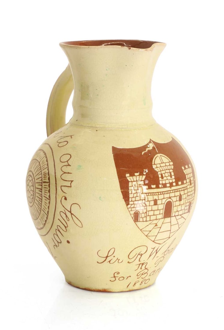 A Barum Pottery jug, dated 1880, - 2