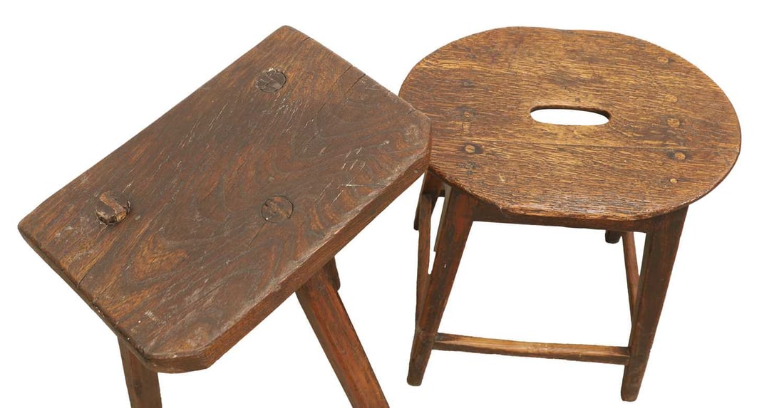 An elm stool, 18th century, - 2