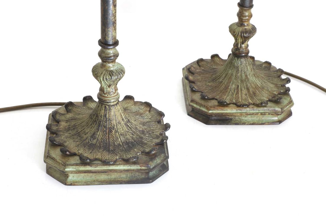 A pair of bronze table lamps, 20th century, - 2