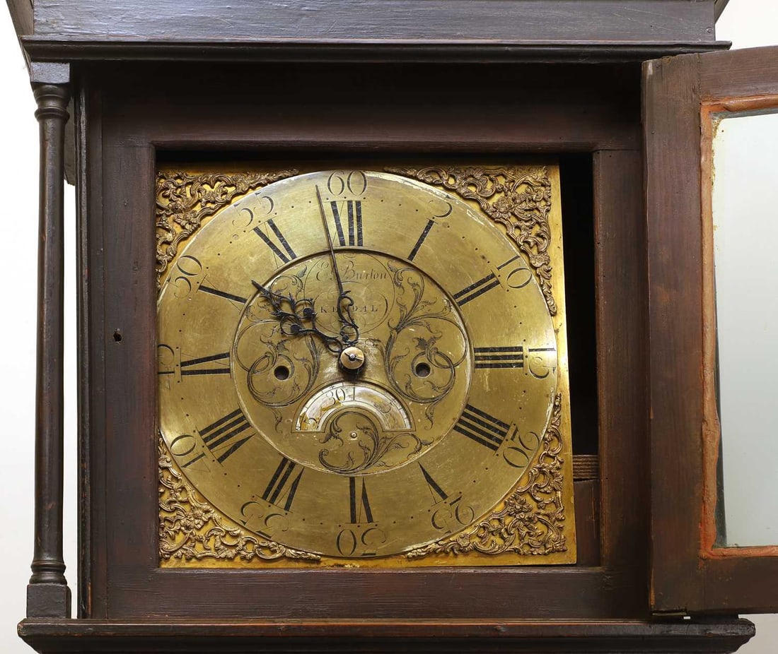 A pine longcase clock, 18th century, - 2