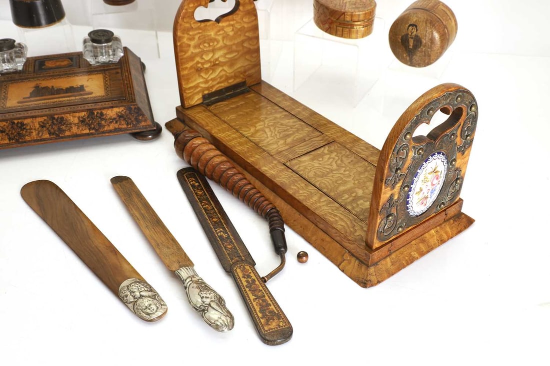 A Parkins & Gotto Hungarian ash book slide, late 19th century, - 2