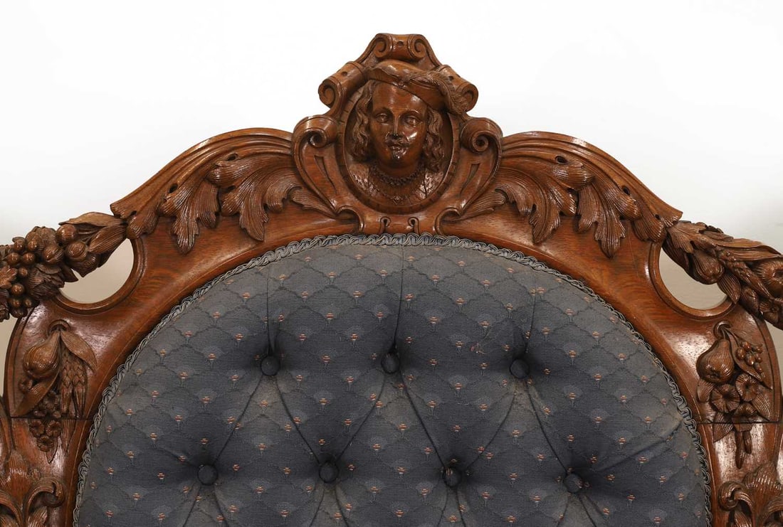 A large Victorian triple back settee, late 19th century, - 2