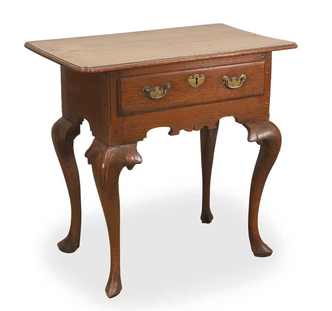An oak single drawer side table, early 18th century, (1 of 2)