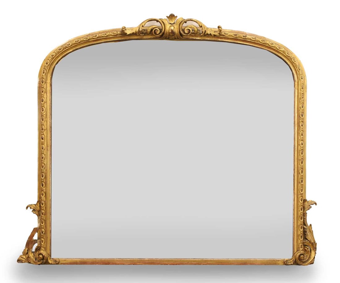 A giltwood overmantle mirror, 19th century,