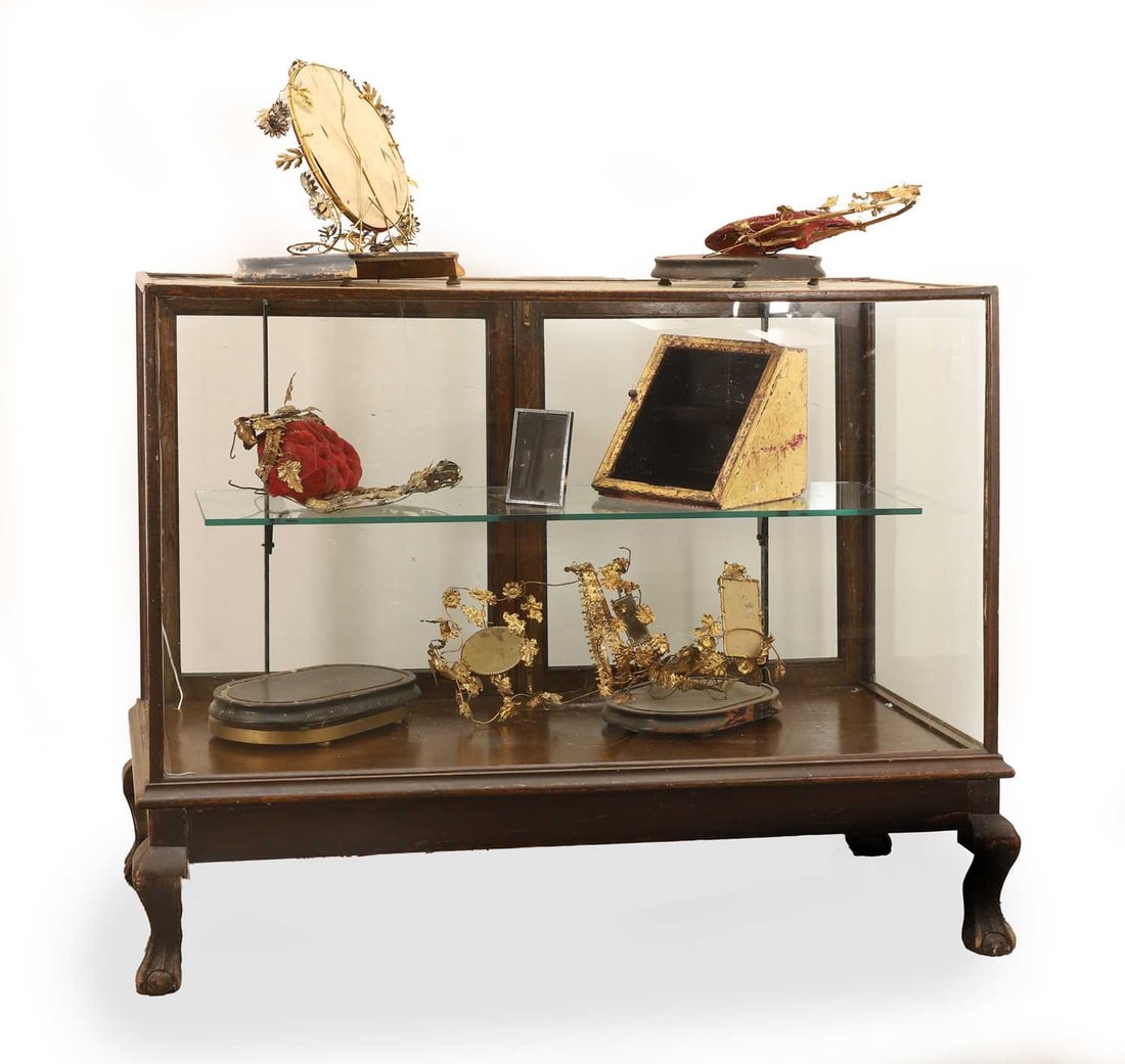 A mahogany framed museum display cabinet circa 1890, - 2