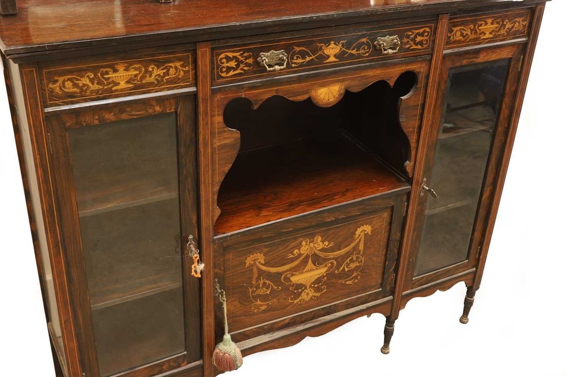 An Edwardian inlaid rosewood sideboard, early 20th century, - 2