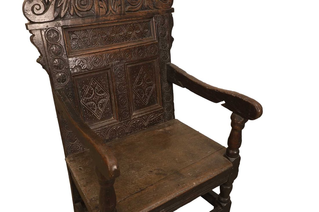 An oak wainscot chair, 17th century and later, - 2