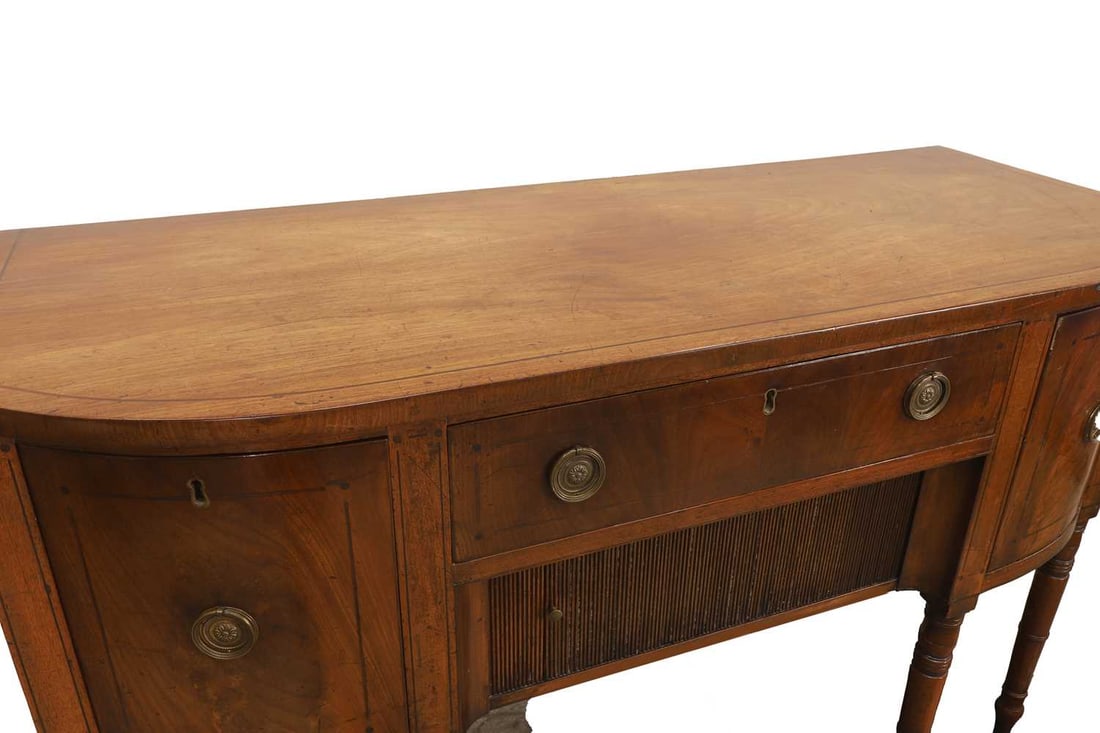 A George III mahogany bow-front sideboard, late 18th century, - 2