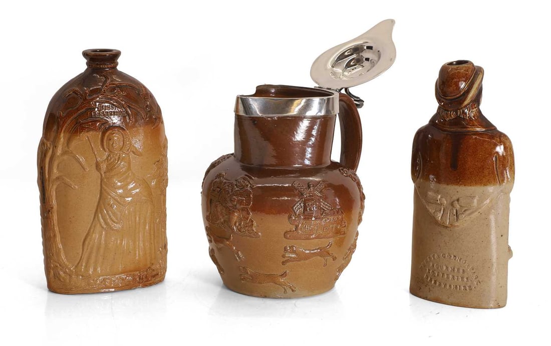 Two salt glazed Reform stoneware flasks, 'Success to Reform' and 'Mr & Mrs Caudle', 19th century, - 2