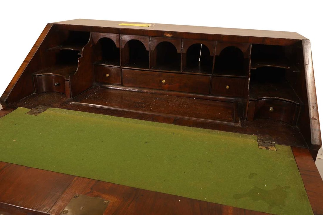 A walnut bureau, early 18th century, - 2