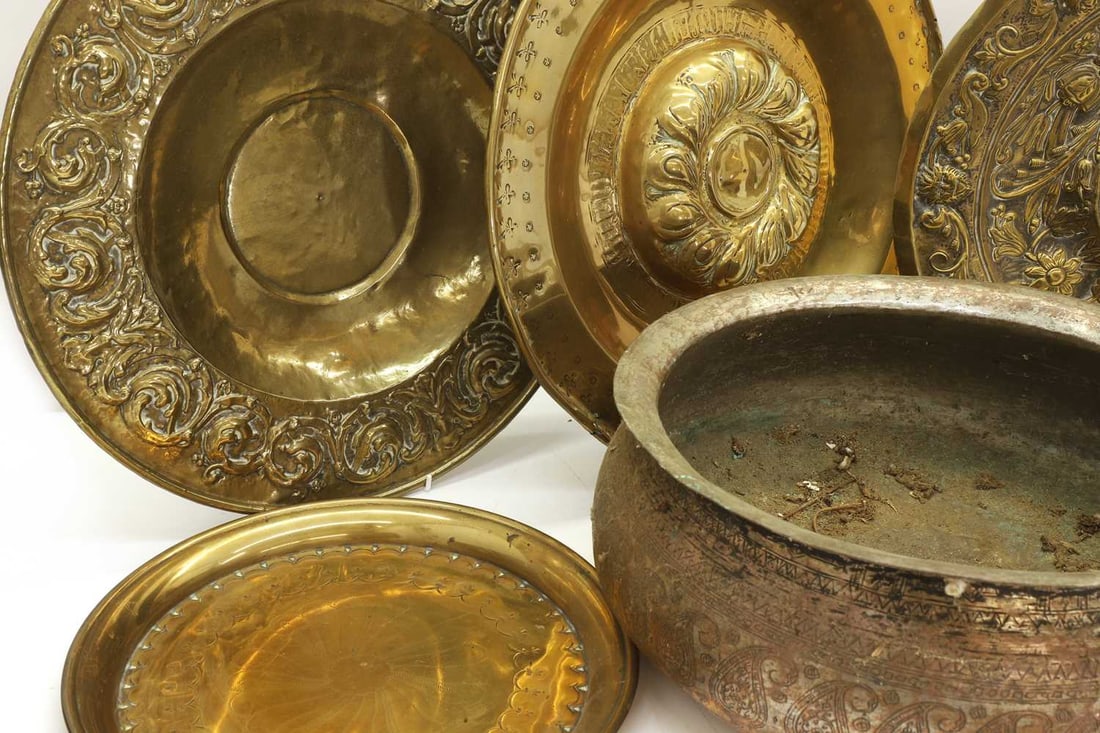 A collection of Persian brassware, - 2