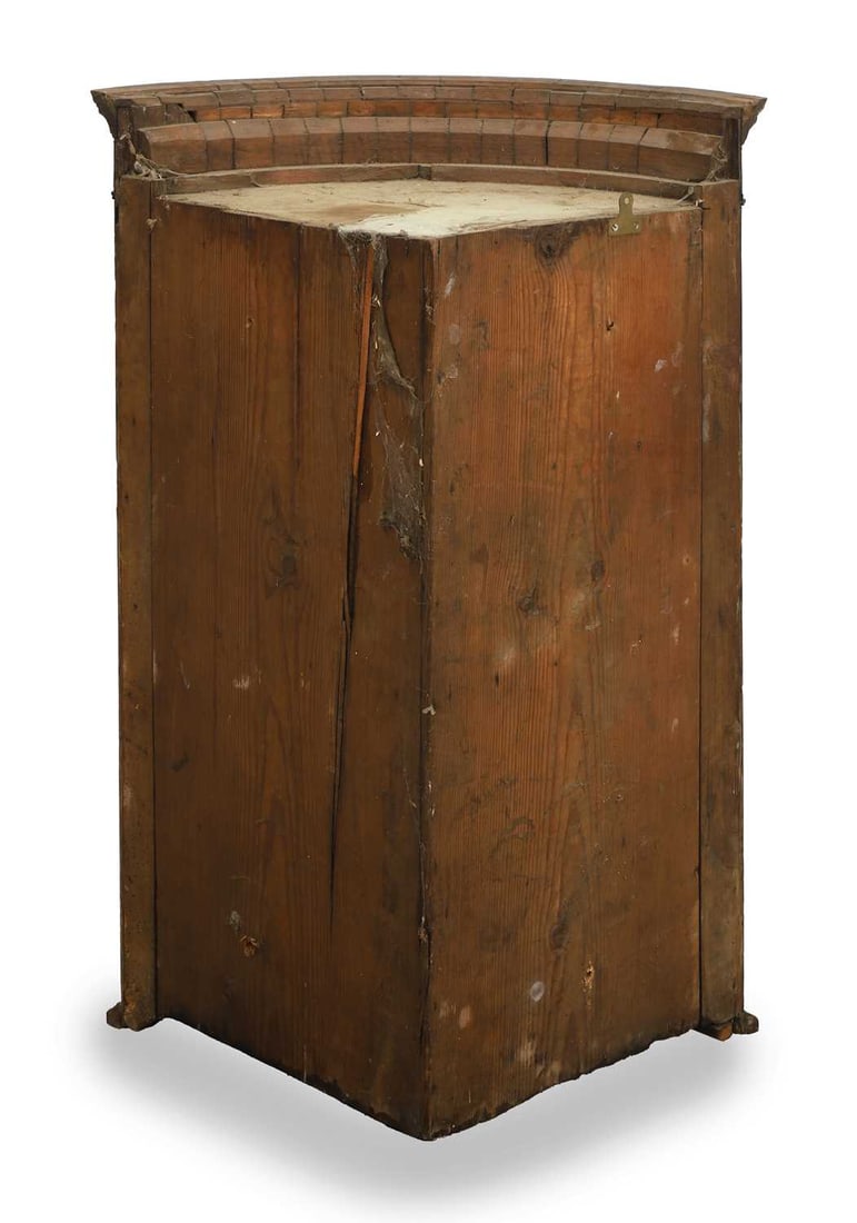 A George III mahogany ‘plum pudding’ and satinwood crossbanded corner cupboard, mid to l - 3