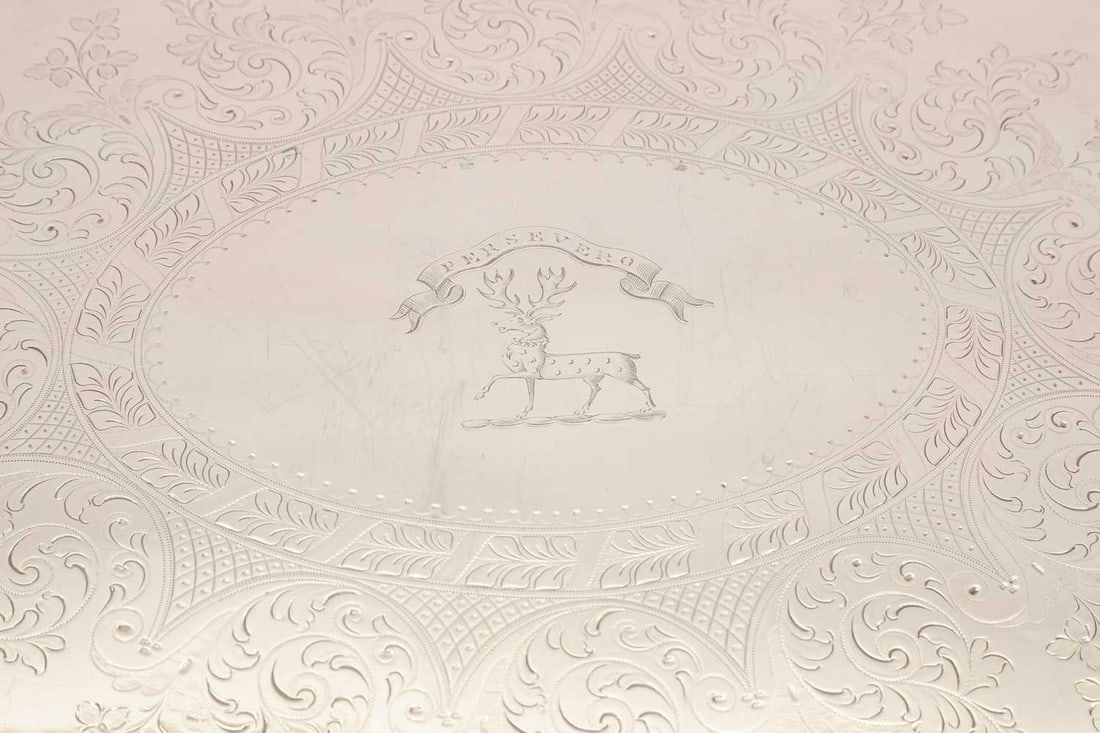 A silver-plated two-handled tray, 20th century, - 2