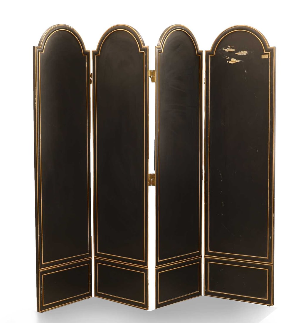 A fourfold lacquered screen, Korean, of recent manufacture, - 2