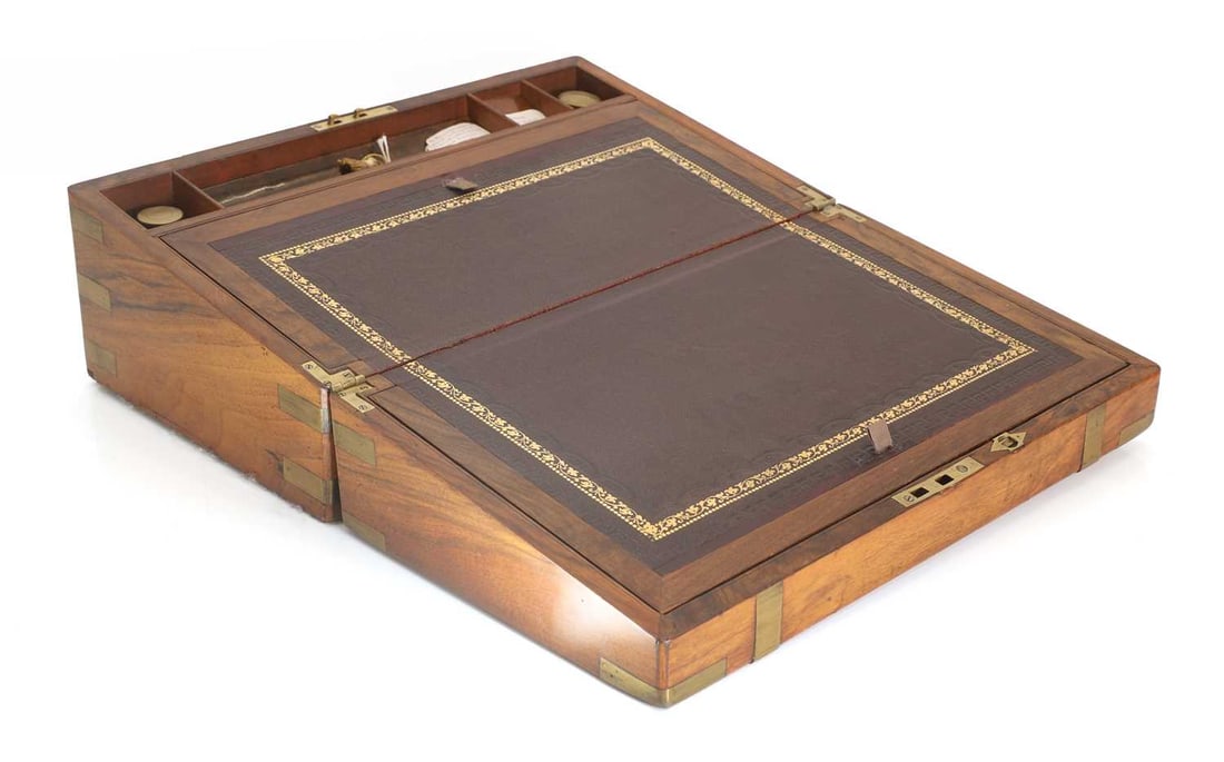 A burr walnut writing slope, early 20th century, - 2