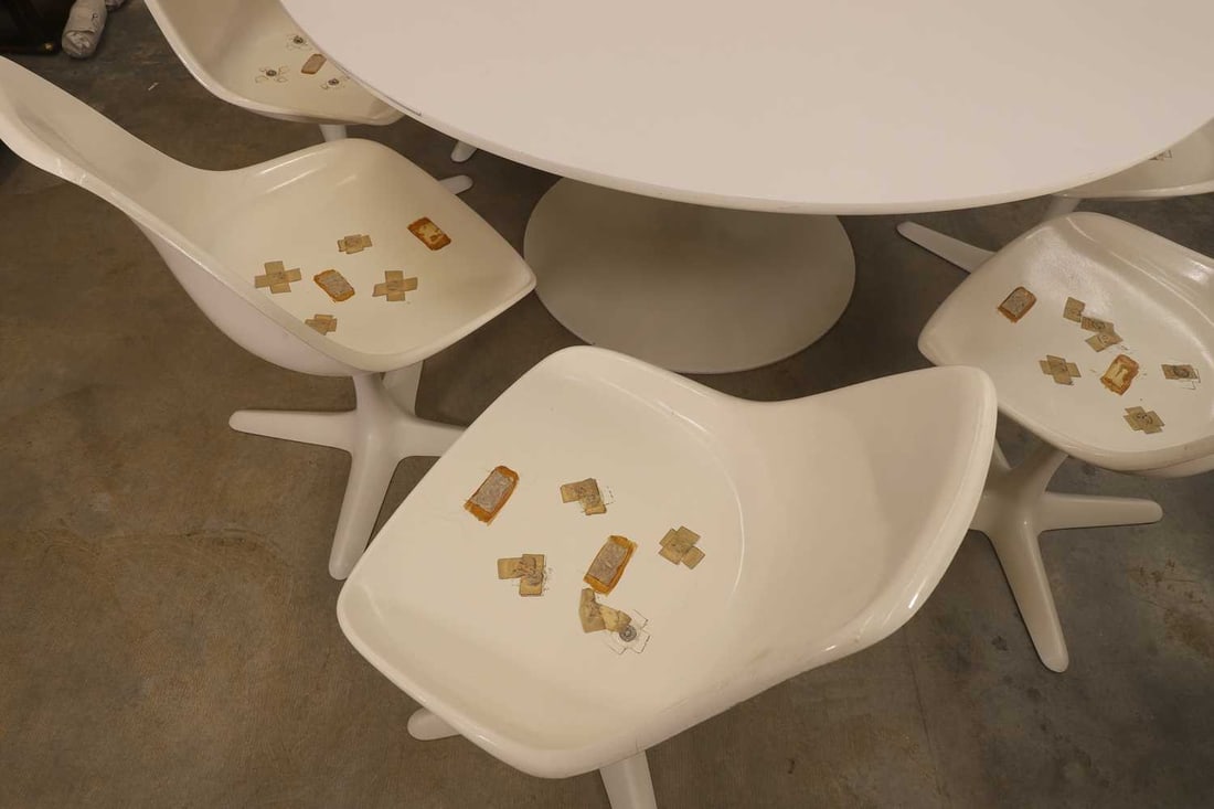 An Arkana table and eight chairs, circa 1970s, - 2