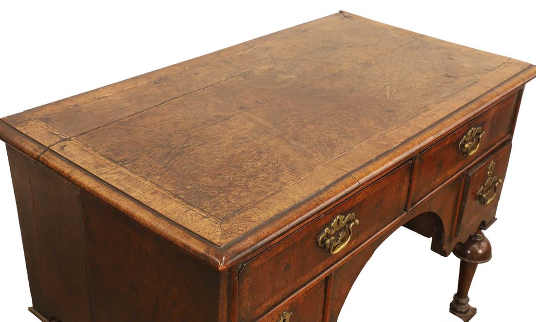 A George I / George II walnut and cross banded writing table, early 18th century, - 2