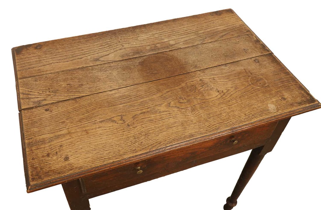 A small oak single drawer side table, early 19th century, - 2