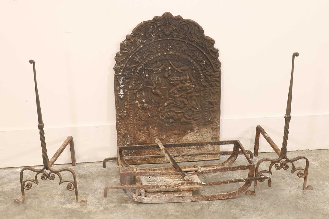A cast iron fireback, 18th century, (1 of 2)