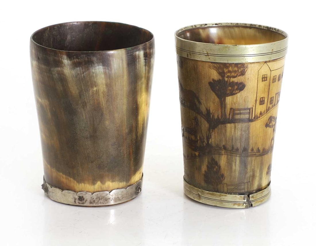 Two horn beakers, early 19th century, - 2