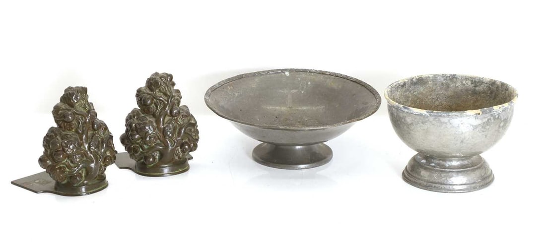 A pair of moulded pewter bookends by Just, early 20th century, (1 of 1)