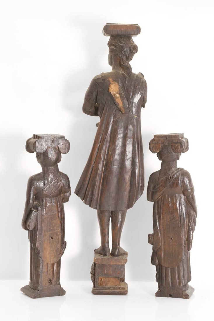 A carved oak term figure, 18th century, - 2
