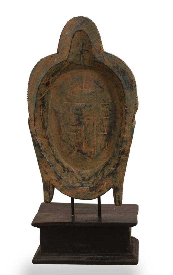 A painted composite Buddha head, of recent manufacture, - 2