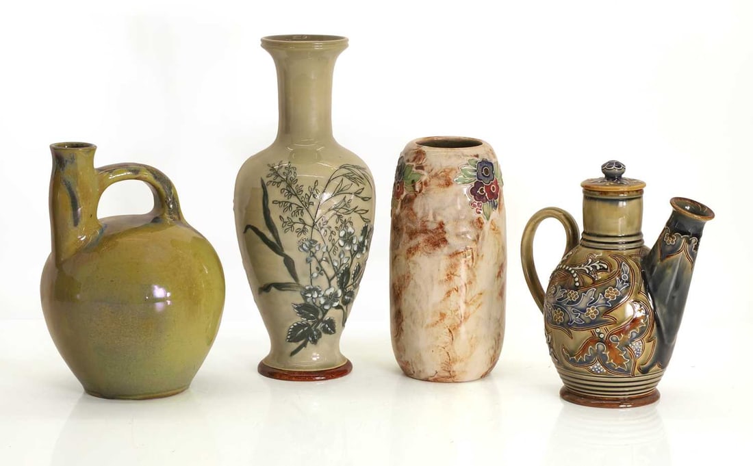 A Doulton Lambeth stoneware glazed vase, dated 1883, - 2