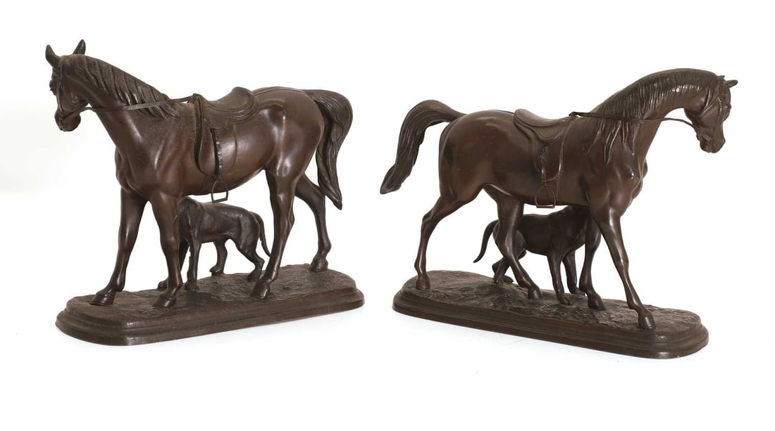 A pair of French animalier bronzes, 19th century, - 2
