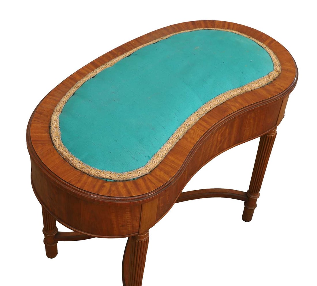 A satinwood kidney shaped piano stool, early 20th century, - 2