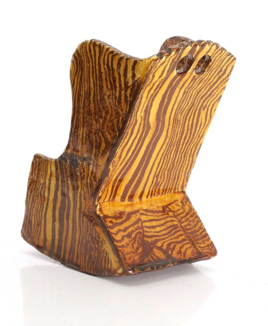 A Yorkshire slipware rocking chair, dated 1902, - 2