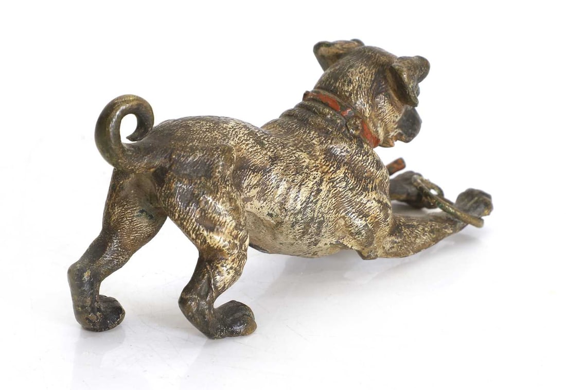 An Austrian cold painted bronze figure of a dog, late 19th century, - 2