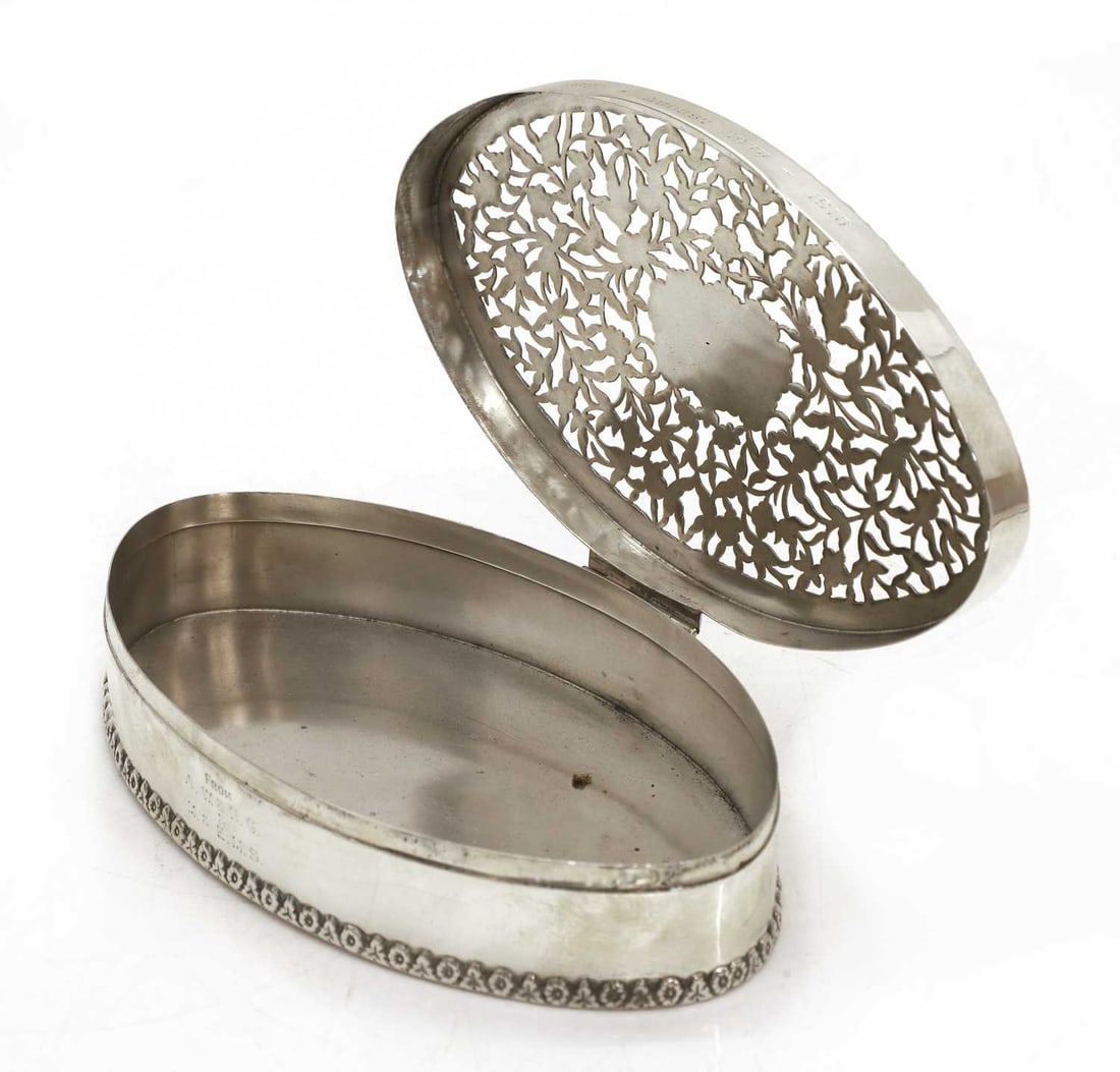 A silver Asprey lidded box, - 2