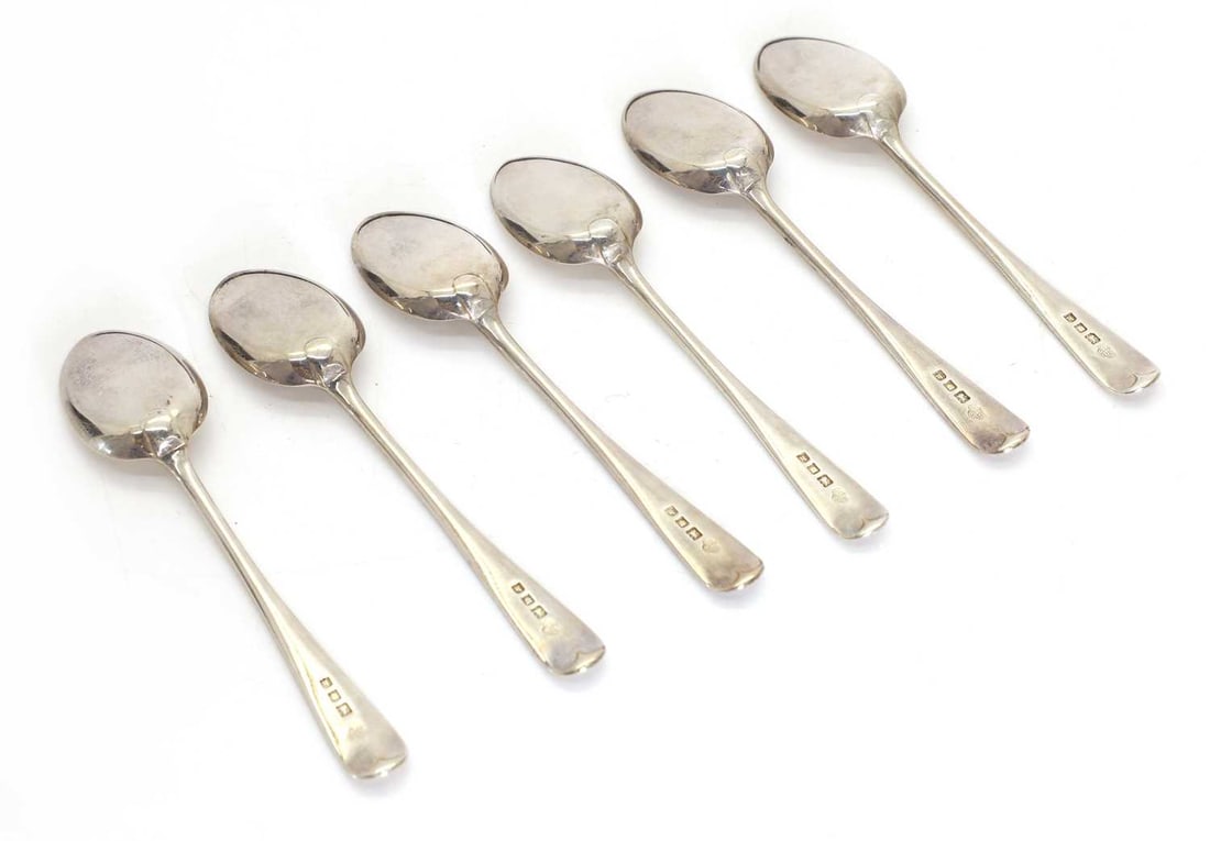 A cased set of silver coffee spoons, - 2