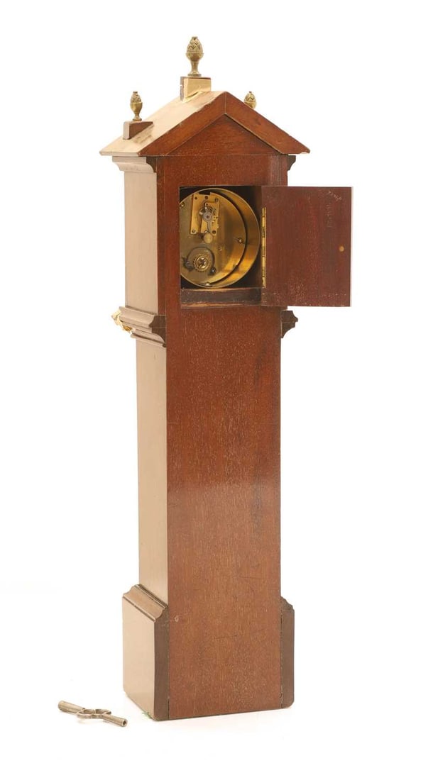 An inlaid mahogany miniature longcase clock, early 20th century, - 2