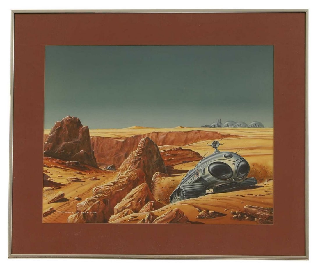 Gordon Charles Davies (British, 1923-1994) Two original artwork illustrations for Arthur C Clarke: Gordon Charles Davies (British, 1923-1994) Two original artwork illustrations for Arthur C Clarke 'Prelude to Space', circa 1979; 'The Sands of Mars', circa 1977 one signed, watercolour and gouache on