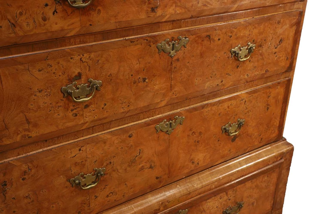 A walnut chest on stand, mid 18th century, - 2