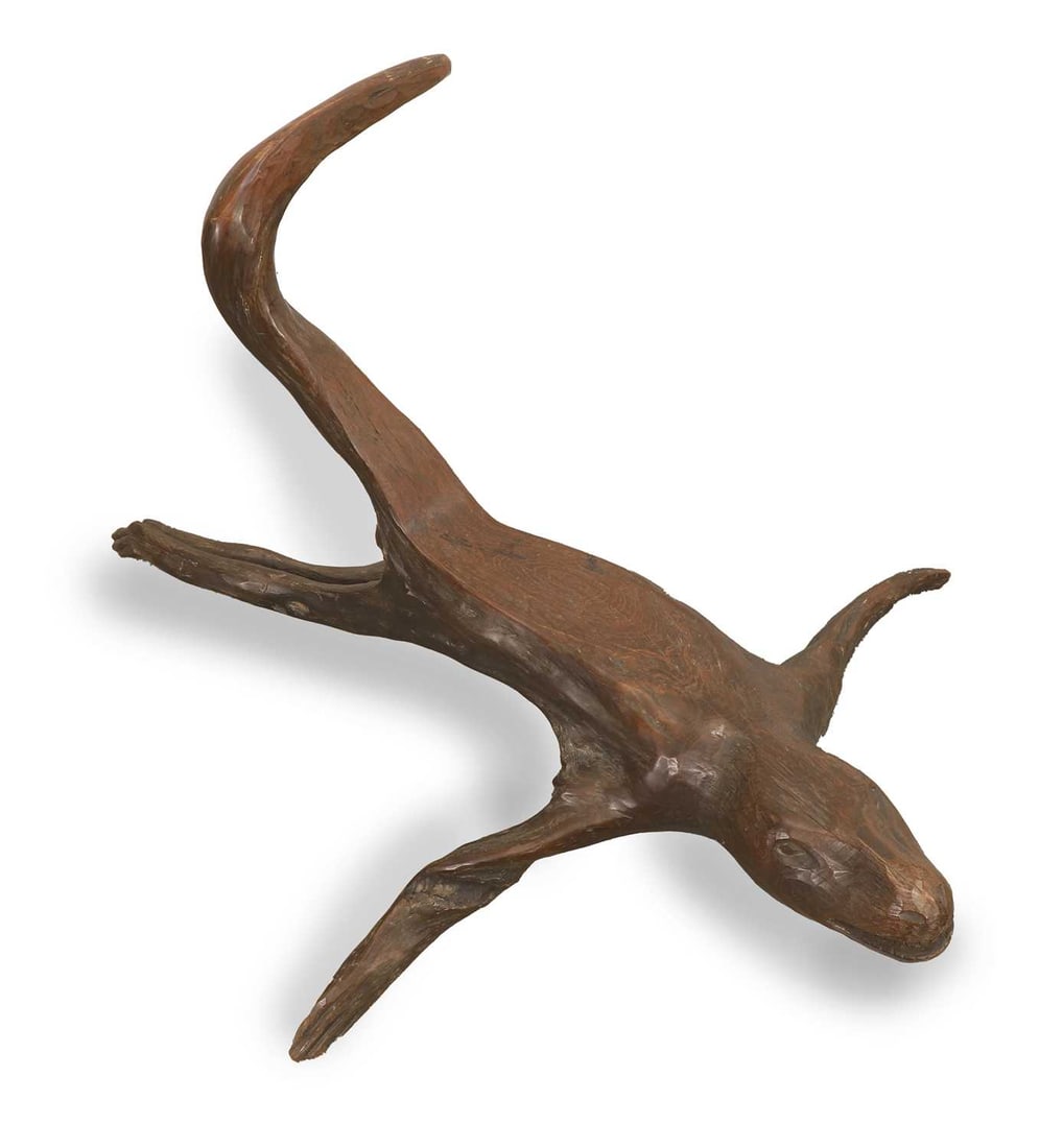 An African carved dragon stool, - 3