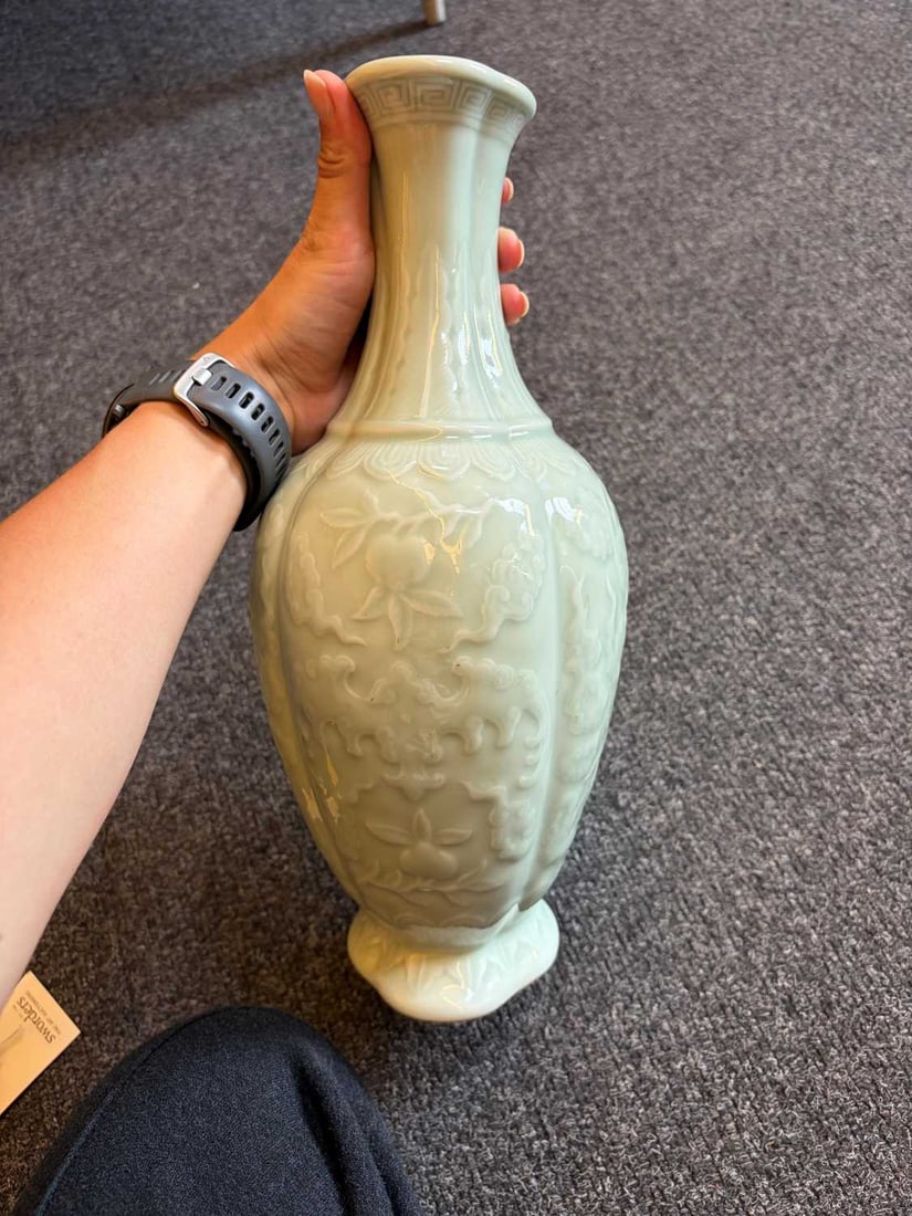 A Chinese celadon glazed vase, - 7