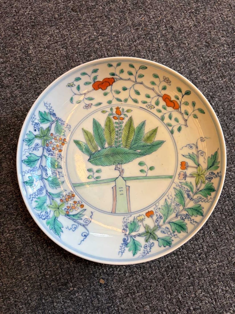 A Chinese doucai porcelain dish, - 8