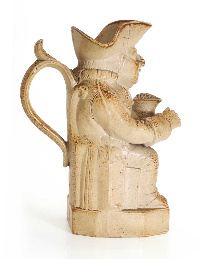 A Staffordshire salt glazed stoneware Toby jug, late 18th to early 19th century, - 2