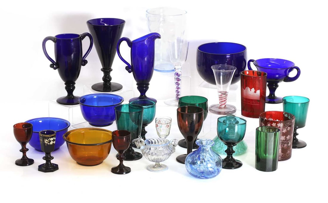 A collection of coloured glass items, 19th century and later, (1 of 3)