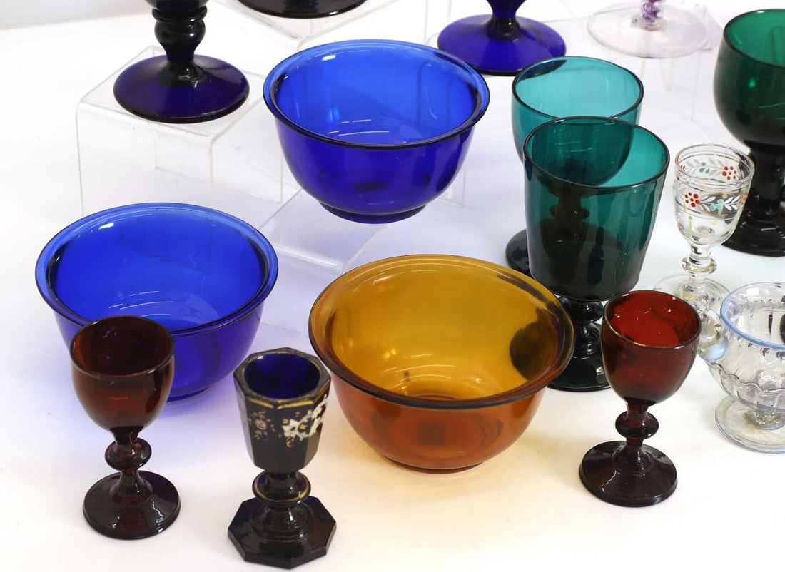 A collection of coloured glass items, 19th century and later, - 3