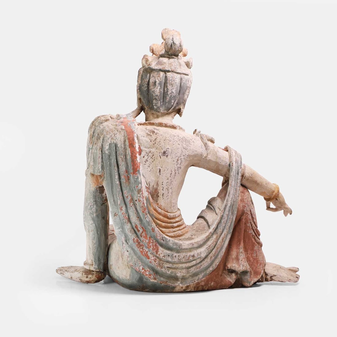 A Chinese polychrome painted carved wood figure, 20th century, - 2