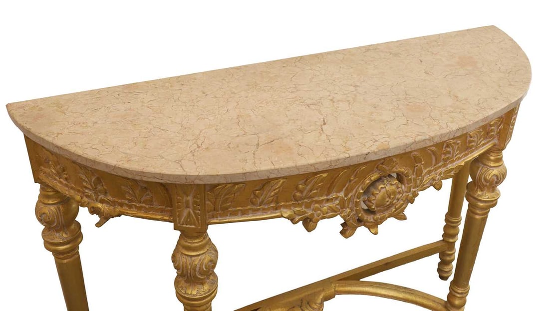 French style giltwood console table and mirror, - 2
